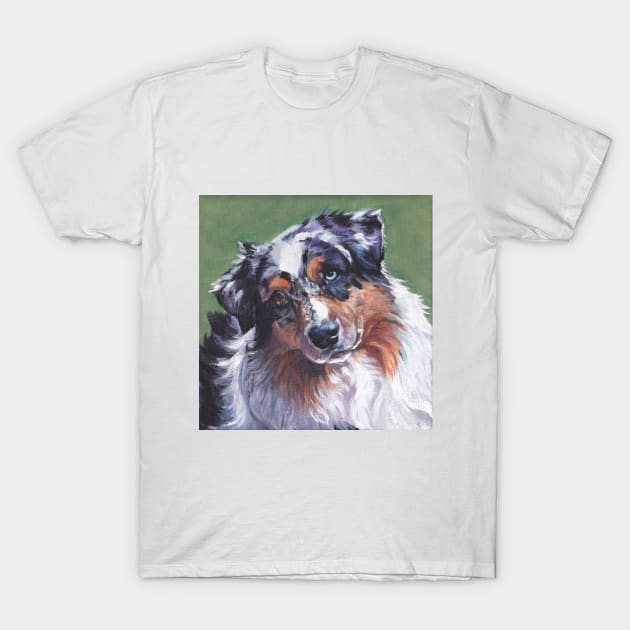 Australian Shepherd Fine Art Painting T-Shirt by LASHEPARD